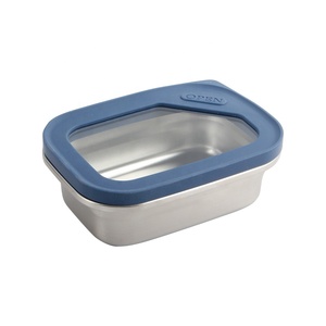 Contenedor de Alimentos Rectangular de Acero Inoxidable con Tapa de Plástico Azul Hermética a Prueba de Fugas, Lonchera de un Solo Compartimento - Product Image 3