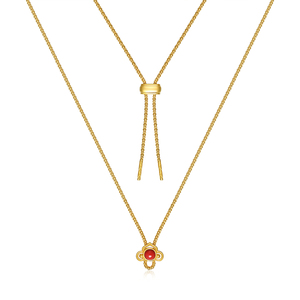 FYXL1266BR Collar versátil de estilo vintage con rubíes y zafiros incrustados en oro, un diseño único y retro (puede ser adornado) - Product Image 3