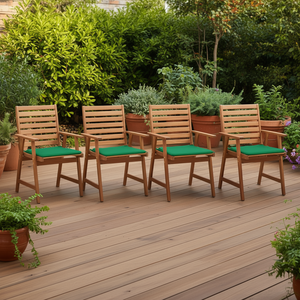 Set di Sedie da Esterno in Legno di Acacia con Cuscini Verdi, Design Rustico Moderno per Arredamento da Giardino - Product Image 2