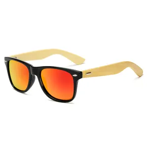 Hochwertige UV400 Bambus Sonnenbrille mit großem Rahmen und AC-Linse