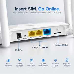 Router CPE AC1200 4G LTE de Doble Banda WiFi 2T2R con Antena 4G Desmontable, Router SIM de 12V 1A - Product Image 2