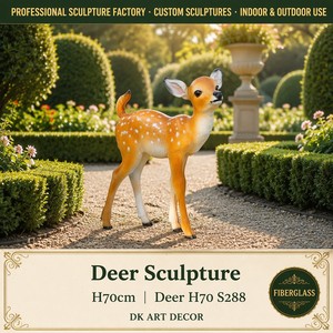 Escultura de Cierva Joven Sika de Fibra de Vidrio S288, Resistente a la Intemperie, para Jardín Exterior, Figura de Ciervo con Manchas, Estatua de Animal para Paisajismo de Césped - Product Image 1