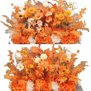 Vente en gros rangée de fleurs <span class=keywords><strong>orange</strong></span> brûlées décoration de mariage ventilateur plante artificielle fleurs artificielles chemins pour mariage - Product Image 1