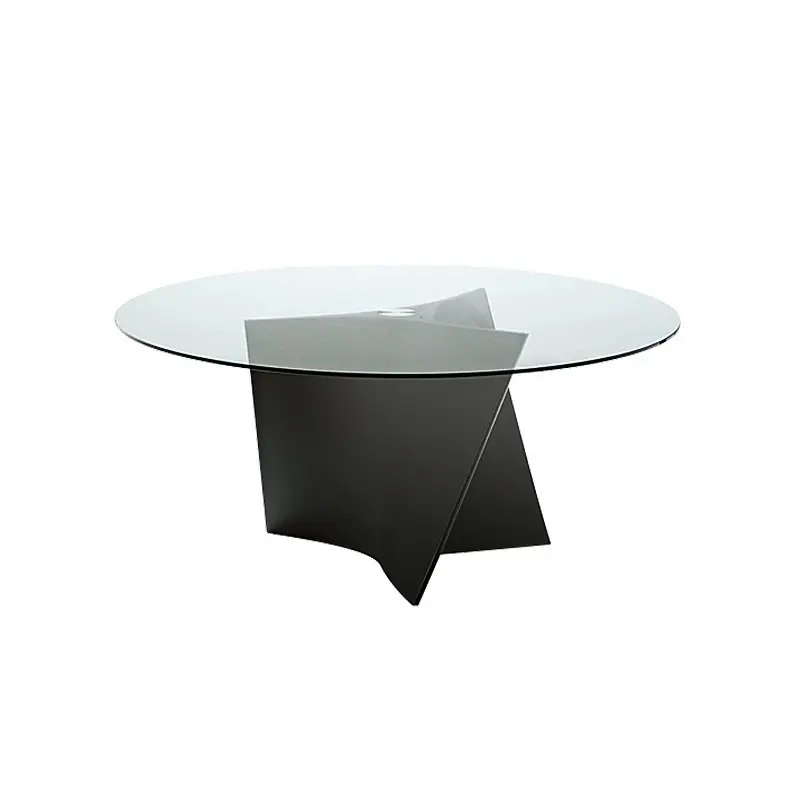 Home restaurant european style luxury modern furniture wave twist white black custom color polished glass dining table