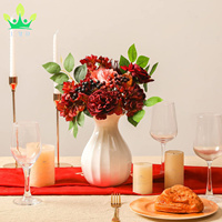 Coffret combo de fleurs artificielles fleurs en soie de Bourgogne pour les arrangements de bouquet de mariage DIY décorations pour la maison