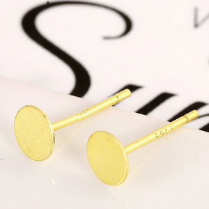 18K Gold and Silver Plated S925 Flat-bottomed Earring <b>Posts</b>, DIY Handmade Silver Jewelry Earring Accessories Wholesale A24 - Product Image 4