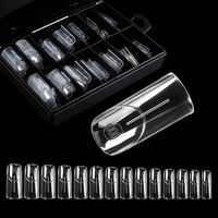 Formes à ongles en gros à double système, transparentes, couvrantes, pour extension rapide, moules de construction d'ongles pour gel UV polyacrylique, outils de manucure