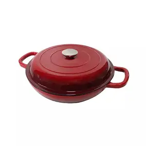 Batterie de cuisine de haute qualité Couleur personnalisée 30cm de profondeur Pots ronds en fonte émaillée Casserole