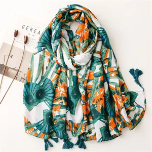 National fashion creative Blues folding fan new current long summer scarves ladies scarf and shawls