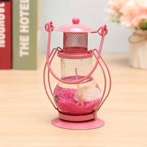 Lanterne en verre colorée, porte-bougie rond en fer forgé, écologique, cadeau de la Saint-Valentin, décoration - Product Image 2