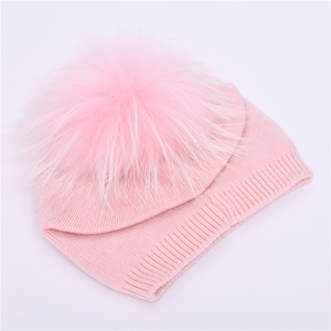 Jxwatcher Nouveau <span class=keywords><strong>Bonnet</strong></span> <span class=keywords><strong>Tricot</strong></span>é en Laine <span class=keywords><strong>pour</strong></span> Enfants, Tendance Hiver, avec Pompon Amovible en Vraie Fourrure, Style Slouchy, <span class=keywords><strong>Bonnet</strong></span> Bébé en Vraie Fourrure - Product Image 3