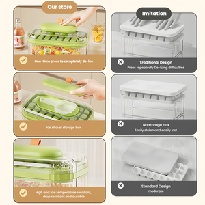 Moule à glaçons à pression, moule à glaçons <span class=keywords><strong>de</strong></span> qualité alimentaire, boîte <span class=keywords><strong>de</strong></span> rangement pour glaçons, libération à une touche, grande capacité, outil <span class=keywords><strong>de</strong></span> congélation domestique avec couvercle - Product Image 3