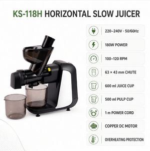 Electric <b>Slow</b> <b>Juicer</b> with Self Cleaning and Reverse Function Stainless Steel Blade DC Motor-Household & Hotel Use - Product Image 2