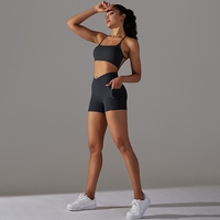 Ensemble soutien-gorge de sport et haut de fitness pour femme, style européen et américain, effet seconde peau, respirant, taille élastique très extensible