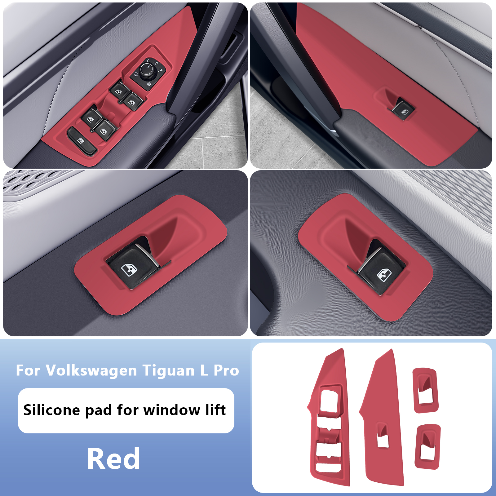 For Volkswagen Tiguan L Pro Silicone pad for window lift red