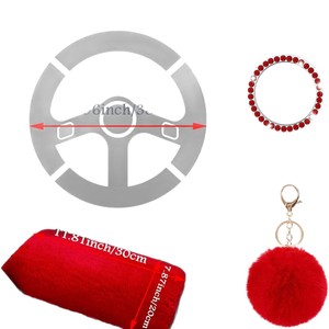 Chaleur longue peluche épaulettes accoudoir coussin fourrure velours frein à main changement de vitesse couverture <span class=keywords><strong>rose</strong></span> moelleux voiture <span class=keywords><strong>volant</strong></span> couverture ensemble - Product Image 5