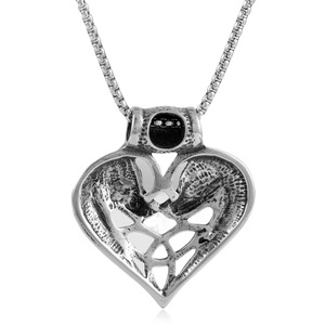 Double Headed Wolf Pendant Stainless Steel Silver <b>Animal</b> Themed Necklace For <b>Men</b> Gift Geometric Design Chain 3.0*60cm - Product Image 2