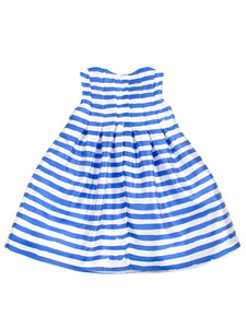 OEM o ODM-vestidos de satén con lazo en la parte delantera para niñas, ropa blanca con rayas azul caramelo para niñas - Product Image 3