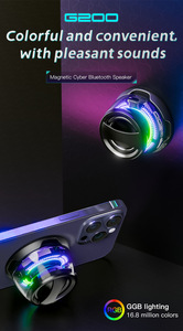 G200 Mini haut-parleur magnétique Petit haut-parleur Support de bureau pour téléphone portable Sports Outdoor Heavy Bass Waterproof RGB Colorful Light <span class=keywords><strong>Speaker</strong></span> - Product Image 3