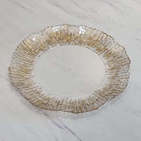 Assiettes rondes de luxe écologiques de 13 pouces avec bordure argentée/dorée, style simplicité moderne pour la décoration de mariages et de fêtes