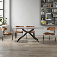 Mobilier de salle à manger personnalisé moderne, léger, de luxe, sur pieds en céramique, en verre trempé