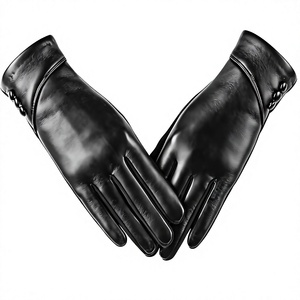 Gants en cuir longs jusqu'aux poignets, doublure thermique, chauds, style décontracté pour l'hiver, pour un usage quotidien - Product Image 2