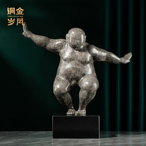 Copper And Gold Years Martial <b>Arts</b> <b>Fat</b> Man Brass Sculpture Abstract Figure Living Room Home Decoration Artistic Ornament - Product Image 4