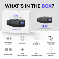 MAXRUNON 2X Intercom sans fil pour 2 motards, haute qualité sonore, double réduction du bruit, étanche, casque d'intercom pour moto