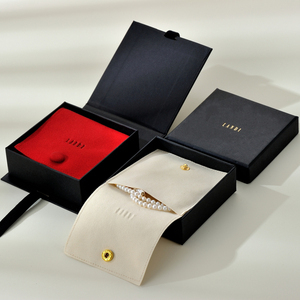 Factory Luxury Custom Necklace Microfiber Jewelry Pouch Personalized <b>Ribbon</b> Paper Jewelry Boxes - Product Image 1