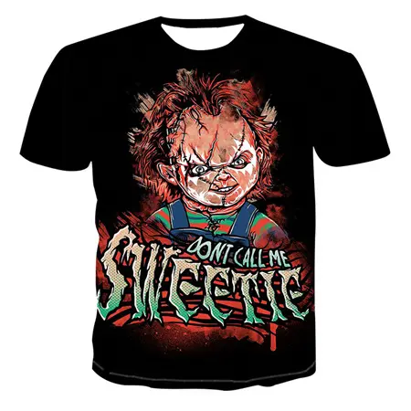 3D cartoon printed t-shirt wholesale fashion men's t-shirts 2022 hot sale horror movie t shirts for man wear