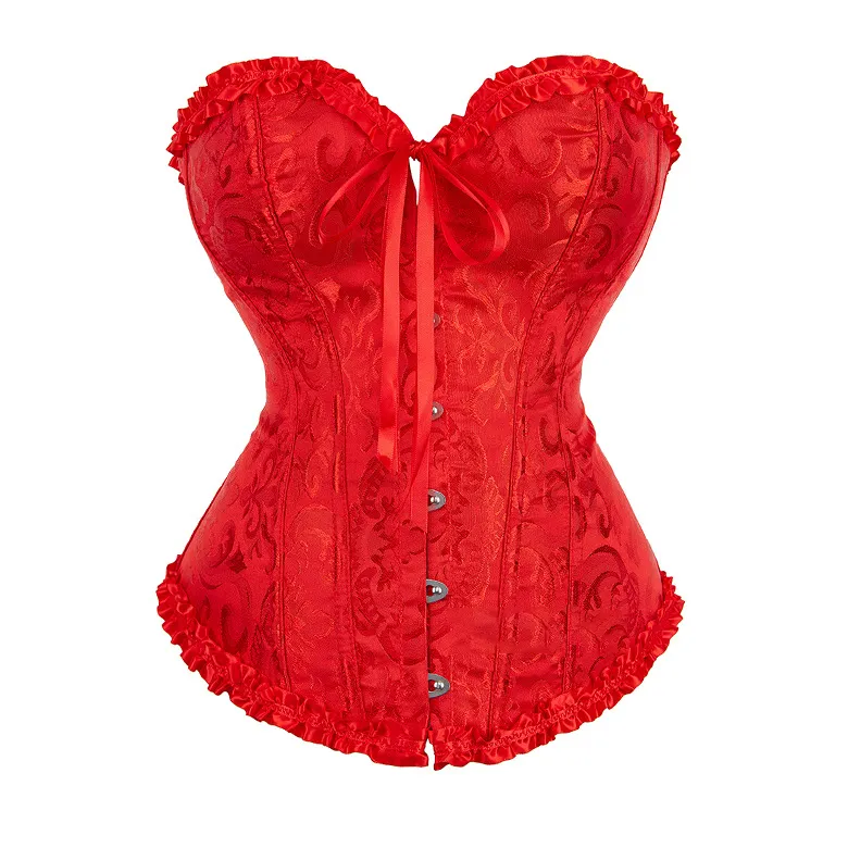 Corset Plus Size 6xl Women Sexy Clothing Embroidery Body Shaping Lace Up Corsets And Bustiers Floral White Red Bridal Top