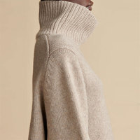 Pull-over décontracté à col roulé kaki personnalisé tricoté hiver pulls pour femmes hauts tricots design exclusif des fabricants