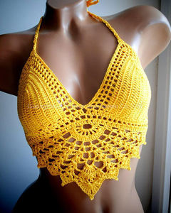 Bikini sexy fait main <span class=keywords><strong>au</strong></span> <span class=keywords><strong>crochet</strong></span>, haut de bikini de plage, maillot de bain en maille à lanières <span class=keywords><strong>pour</strong></span> femme - Product Image 4