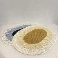 Tapis de table rond en coton tissé, résistant à la chaleur, couleurs mélangées, personnalisable en gros, pour la maison, décoratif