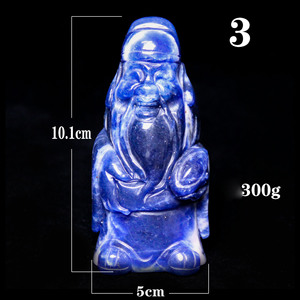 รูปปั้นหินโซดาไลต์เทพฮุ่ยอิง ฟู่ลู่ ชู ความสุข โชคลาภ และอายุยืน - Product Image 6