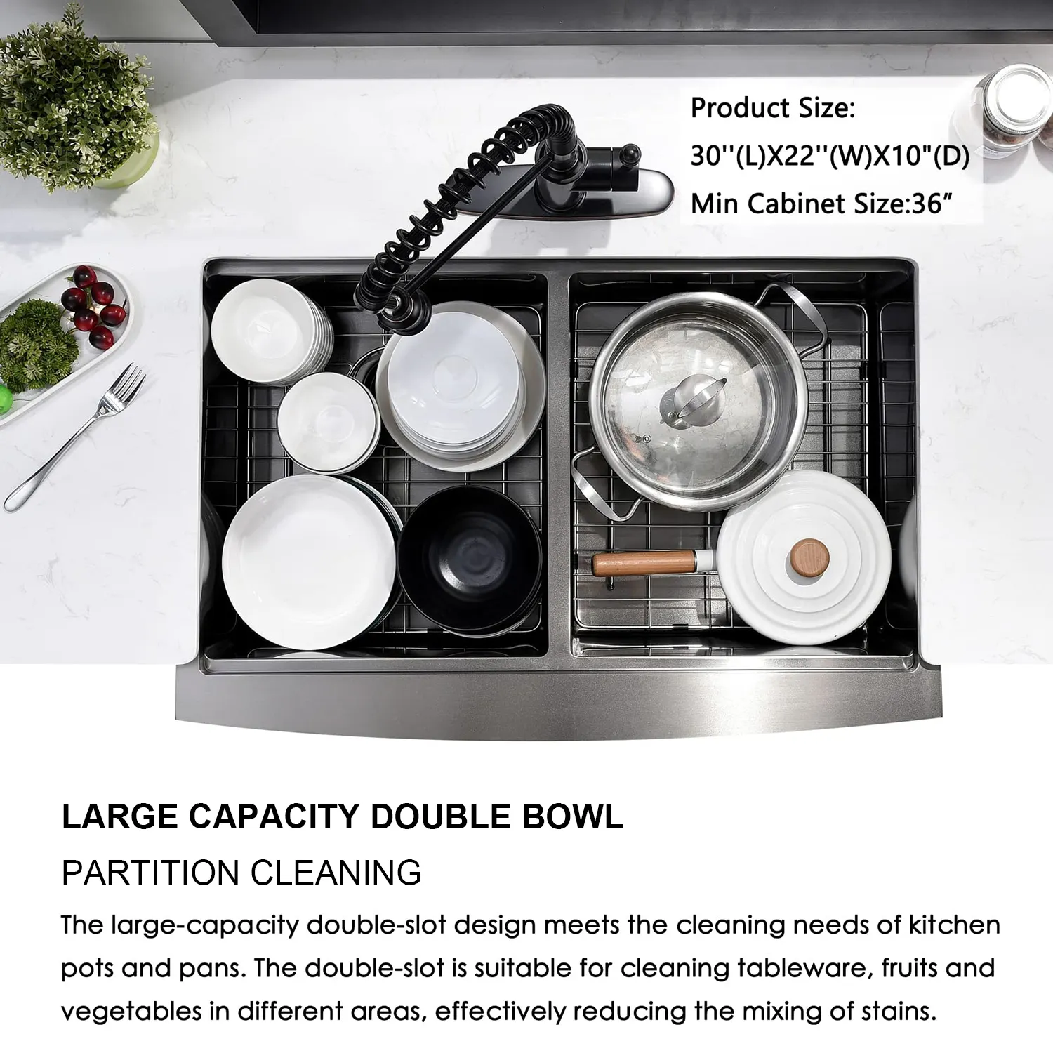 Wholesale Brushed Apron Front Double Bowl Handmade Stainless Steel Farmhouse Sink Apron Front Sink