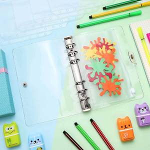 Budget A6 Widen 6 Ring <b>Binder</b> Waterproof Glittering PVC Plastic Cover Flower Shape Zipper Loose Leaf <b>Notebook</b> Filing Product - Product Image 4