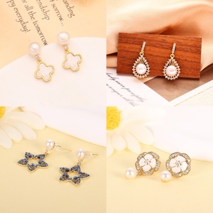 Manufacturer Direct Approval Trendy Zircon <b>Blue</b> Floral Copper Women's <b>Stud</b> <b>Earrings</b> Fashionable Light Luxury Niche Gift - Product Image 6