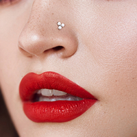 Perhiasan Tindik Tubuh Spiral Helix Labret Titanium G23 16g Ulir Dalam Bentuk Mangkuk Bertahtakan Mutiara untuk Hidung