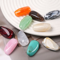 Manik-manik Akrilik Batang Panjang Motif Awan Marmer Dua Warna 15x27mm, Manik Spacer Lubang Lurus Tidak Beraturan Tampilan Agate untuk Perhiasan Buatan Tangan