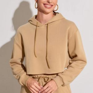 Sudadera Deportiva Corta de Algodón para Mujer, Diseño Holgado, Cintura Ajustable, Manga Larga, para Gimnasio, Venta al Por Mayor - Product Image 5