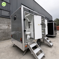 Trailer Toilet Portabel Goeasy Mobile Restroom 2 Kompartemen Pribadi Tangki Sampah untuk Proyek Konstruksi Industri