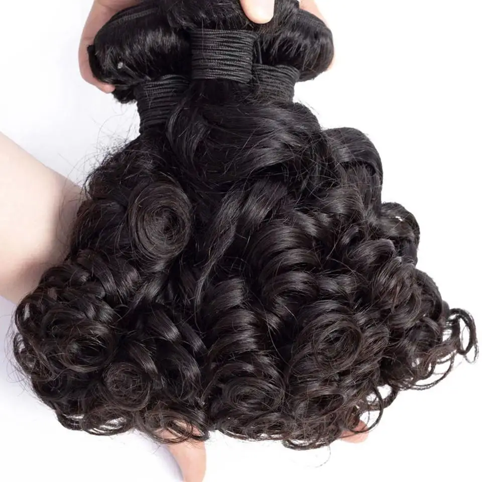 Kıvılcım brezilyalı Bouncy kıvırcık insan saçı demetleri ile kapatma, spiral kıvırmak saç örgü 3 Bunbles ile 4*4 dantel kapatma doğal siyah
