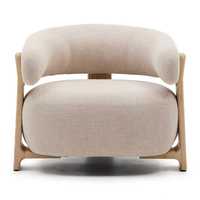 Fauteuil d'appoint moderne en tissu avec dossier et accoudoirs, fauteuil lounge écologique et durable à pieds en bois pour salon et balcon