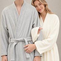 Peignoir en polaire corail personnalisé avec logo, épais, à manches longues, pour adultes, chaud, en peluche, unisexe, vêtement de nuit