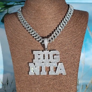 OEM Custom Stylish Varsity Letter Pendant <b>Necklace</b> Moissanite Diamond 925 <b>Silver</b> Luxury Hip Hop Pendant Women's Party - Product Image 4