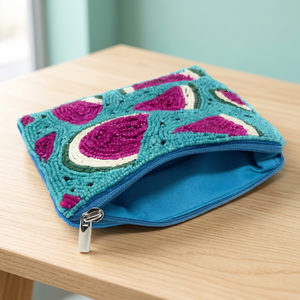Beaded Watermelon Pattern Mini Coin <b>Purse</b> Zipper Closure Handmade Bohemian Style Unisex custom handmade beaded coin <b>purses</b> - Product Image 3