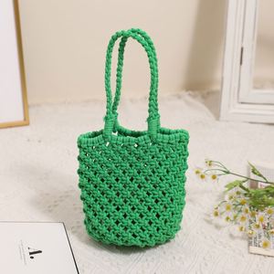 Bolso de playa de paja tejido a mano con cuerda de algodón calado para mujer, ideal para vacaciones de verano - Product Image 3
