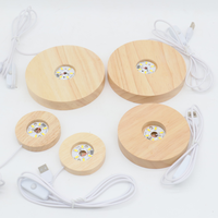 Lampe de nuit en cristal avec motif universel gravé au laser 3D personnalisable, 6 cm, avec lumière LED, base en bois, alimentation USB