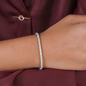 Pulsera de Diamantes con Corte Brillante Redondo para Mujer, Oro Blanco, Diamantes Certificados por IGI, Joyería Premium para Hombre y Mujer - Product Image 1